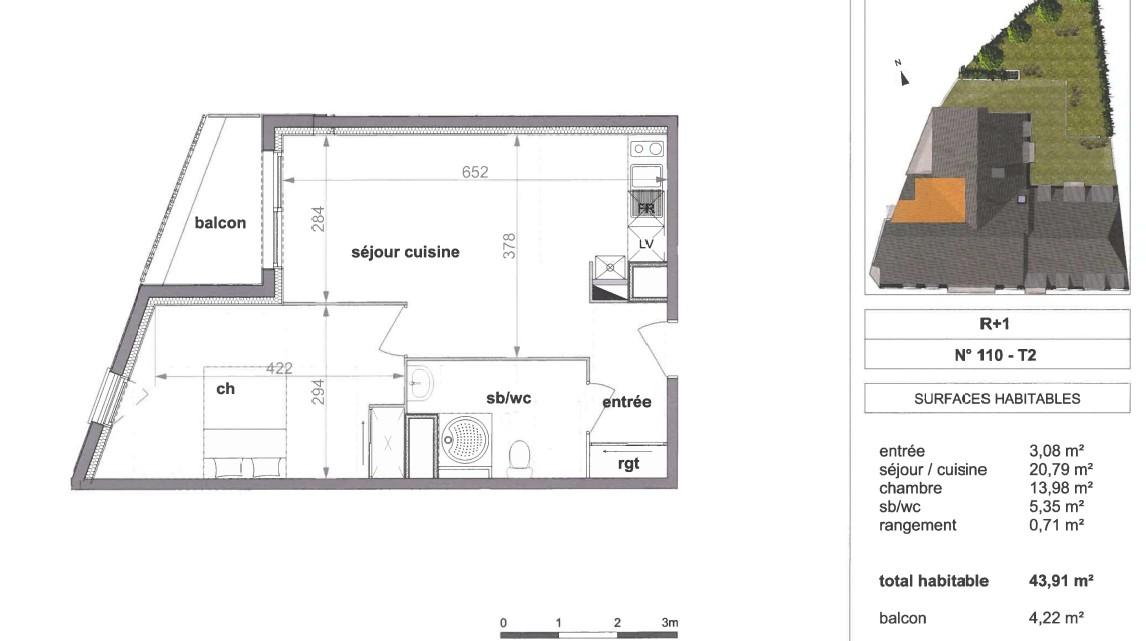 Appartement 2 pièces 43 m² · à Darnétal · 43 m² · 560 €/mois