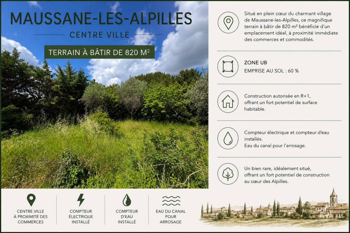 Terrain 820 m² · à Maussane-les-Alpilles · 698 250 €
