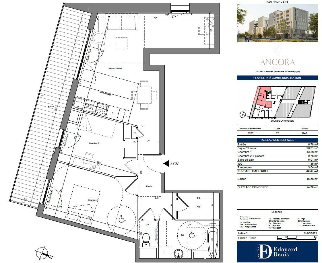 Appartement 3 pièces 67 m² · à Chambéry · 66,6 m² · 328 010 €