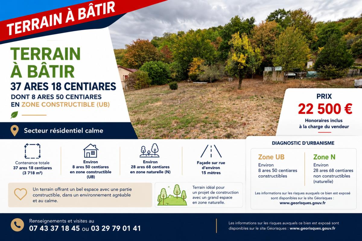 Terrain 3718 m² · à Bar-le-Duc · 22 500 €