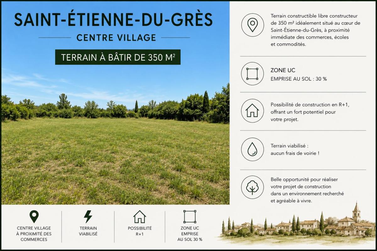 Terrain 348 m² · à Saint-Étienne-du-Grès · 123 000 €